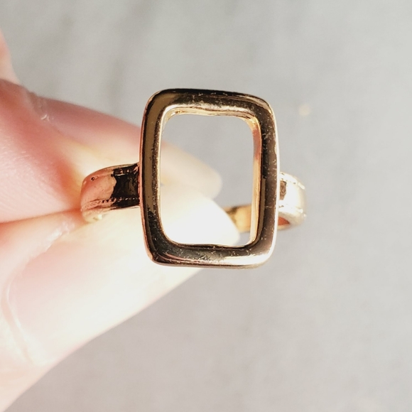 #U15 New Gold Tone Ring Boho Minimalist Women's Jewelry Ring Square - Picture 1 of 2